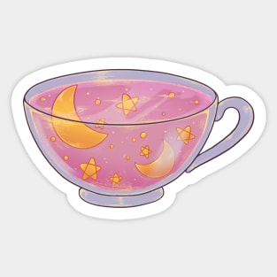 Soft pink night tea cup sticker Sticker